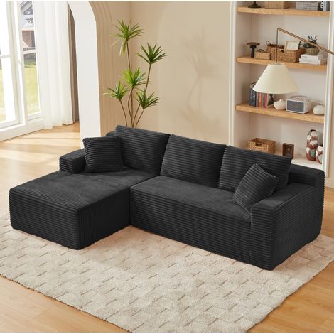 Modulares Ecksofa schwarz aus Schaumstoff und Federkern mit 4 Stellvarianten und abnehmbarem Bezug (1/5)