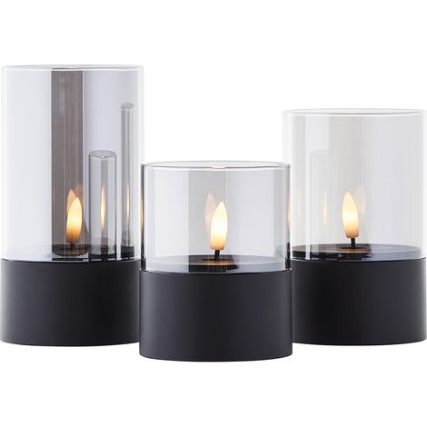 Brilliant LED Kerze batteriebetrieben mit Timer Ø 8 schwarz 3er Set Flammenlose/LED-Kerze (1/5)