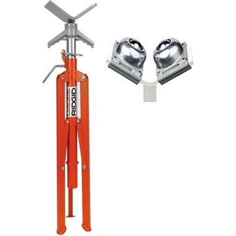 RIDGID 33531 Cavalletto per tubi con supporto a V, VJB-1 e kit supporto a sfera, supporto per tubi alto VJ-99 con supporto a sfera BTH-9 caratterizzato da una capacità del tubo di 300 mm (1/2)