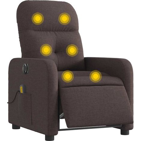 vidaXL Poltrona Massaggio Reclinabile Elettrica Marrone Scuro Tessuto (1/5)
