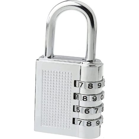 Sollbry Cadenas à combinaison étanche avec code 4 chiffres pour casier d'école, casier de gym, serrure à combinaison extérieure pour abri de jardin, clôture, cour, loquet (argent) (1/3)