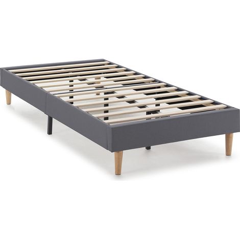 Base tapizada Aura 90x190 cm Color Gris Oscuro, 30 cm Altura