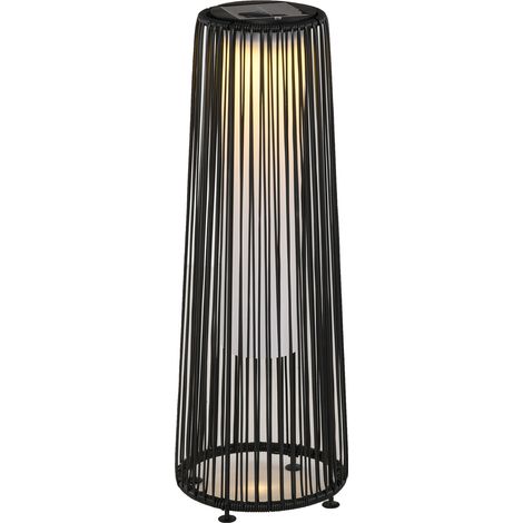 Lampadaire LED jardin style colonial Ø 21,5 x 61H cm résine tressée noir filaire