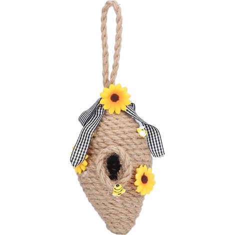 Décoration Ruche Abeille avec Tournesol - Ornement Jardin Suspendu en Plastique pour Extérieur/Bureau (Ovale 11x10x24 cm) (1/5)