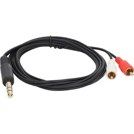 Câble adaptateur répartiteur audio stéréo 6,35 mm mâle vers 2 RCA (canaux gauche et droit) de 1,5 m (1/5)