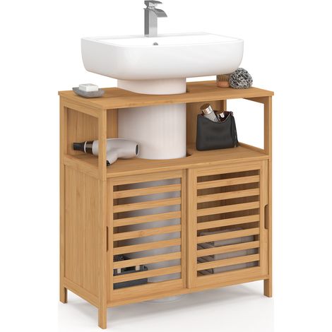 Mobile da bagno BEA in bambù con ante scorrevoli