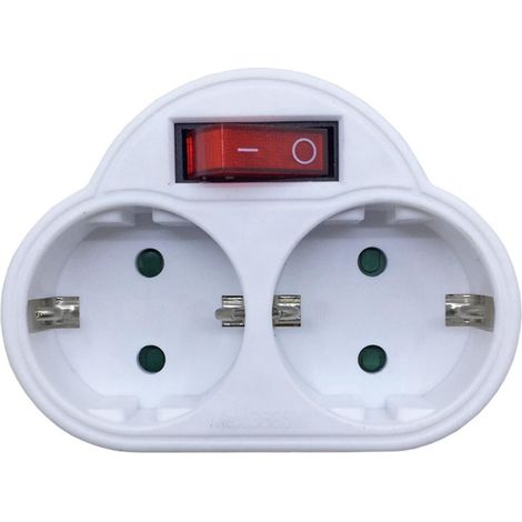 Doppel-Schuko-Steckdosenadapter mit Schalter, Mehrfachsteckdosenkonverter --