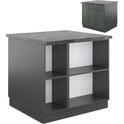 Isola cucina Fame-Line, Verde-oro rustico/Antracite, 90 cm con cassetto, senza piano di lavoro, Vicco