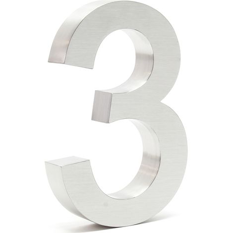 Wiltec – Plaque numéro maison chiffre 3D 20 cm – Acier inoxydable résistant aux intempéries – Installation facile avec matériel inclus (1/4)