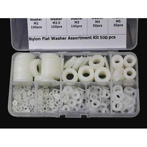 (500 Pcs)Rondelles Plastique Entretoise Nylon M2 M2.5 M3 M4 M5 M6 M8 M10 Rondelle pour Mécanique (1/4)