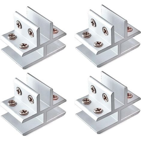 Lntyq 4 Pcs Pince à verre épaisse à 90 degrés en alliage d'aluminium pour verre de 8 à 10 mm d'épaisseur