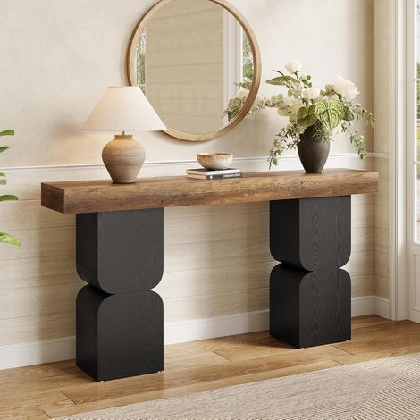 Tribesigns – Table console 160 cm – Design color block moderne – Pieds rectangulaires stables – Construction en MDF durable – Meuble d'entrée pour salon et couloir