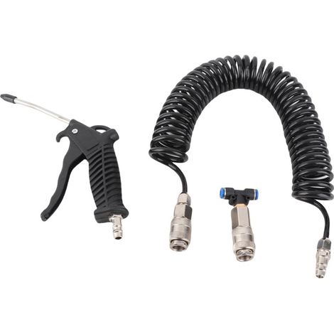 Beyamis Pistolet à air comprimé noir, kit de soufflage pneumatique avec petit raccord UE et tuyau en PU (1/5)