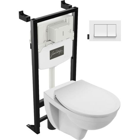 Pack cuvette WC suspendu sans bride JACOB DELAFON Patio avec abattant + bâti support + plaque
