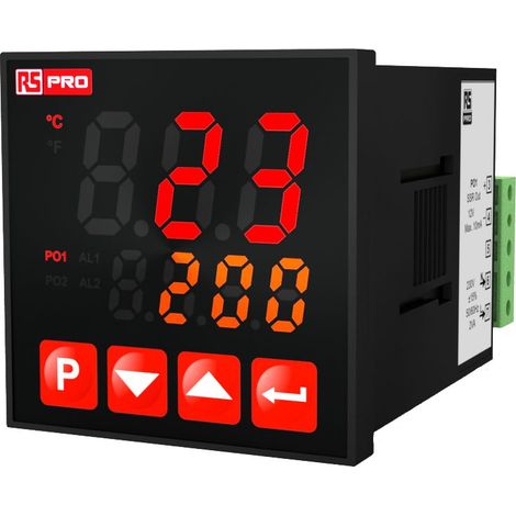 Régulateur de température PID, 24 V, 3 sorties Relais, SSR, 2 entrées TC, RTD, 48 x 48mm ( Prix pour 1 )