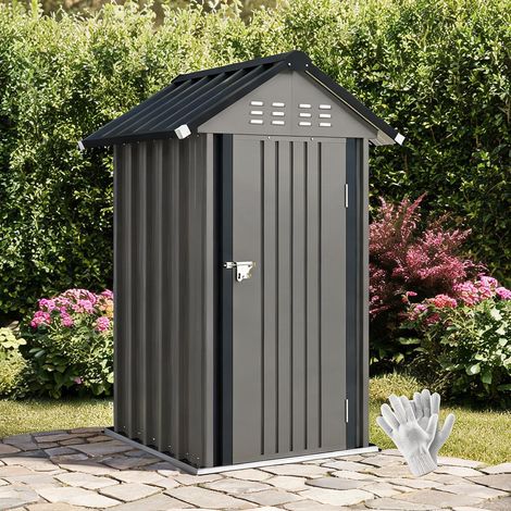 Abri de jardin hellgrau en verzinkter Stahl 122 x 121 x 192 cm (1/5)