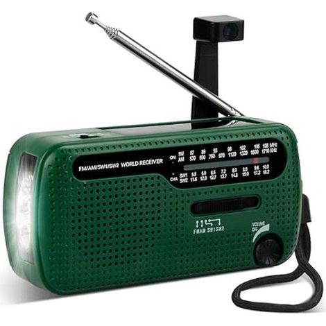 Radio d'urgence - À remontage solaire - Rechargeable et à piles (1/5)