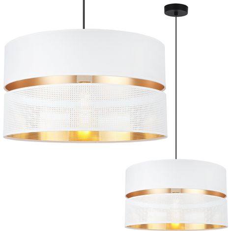 LÁMPARA COLGANTE ASTI DUO NEGRA 1 PANTALLA PLANA BLANCA ORO TS 40CM