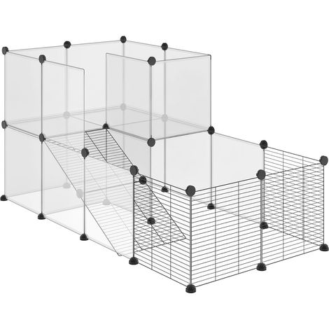 Enclos Petit Animal - 27 Panneaux - Résine Et Acier - Cage Modulable DIY - Lapin Cochon D Inde - Noir 140x70x70cm (1/5)