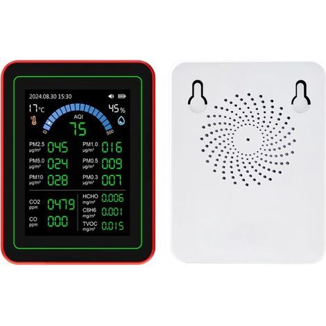 Indoor Air Quality 18-in-1 Portable Battery-Powered Temperature Humidity Detect Backlight Screen Data Storage for Home and Car (1/5)