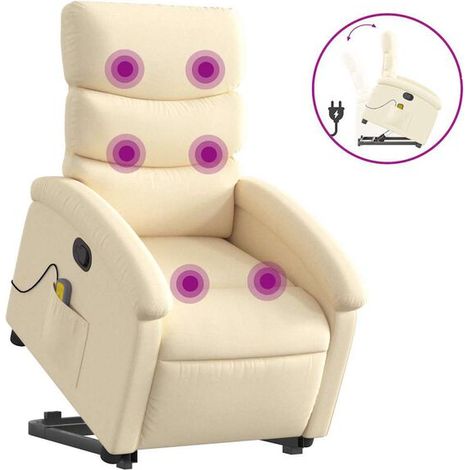 Fauteuil de massage inclinable en tissu beige (1/5)