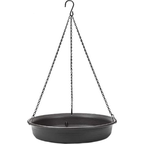 Abreuvoir Oiseaux,Baignoire pour oiseaux pour jardin, mangeoire d'oiseau à chaîne suspendue pour oiseaux sauvages, décorations Noire (1/4)