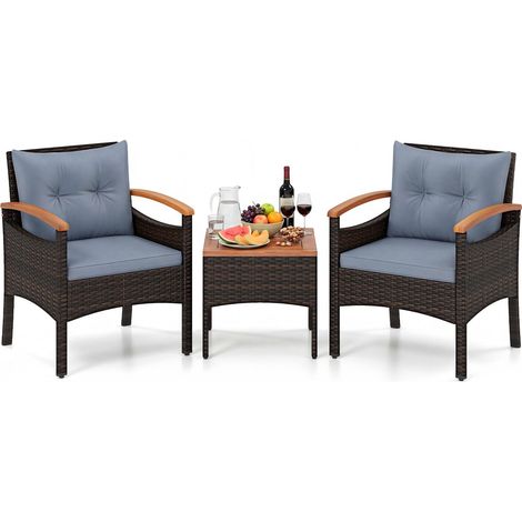 COSTWAY Set Salotto Divanetto Poltrone Salottino Divano Arredo Arredamento Mobili Tavolo E Sedie Poltroncine Giardino Esterno Balcone Terrazzo Rattan Piccolo (1/5)