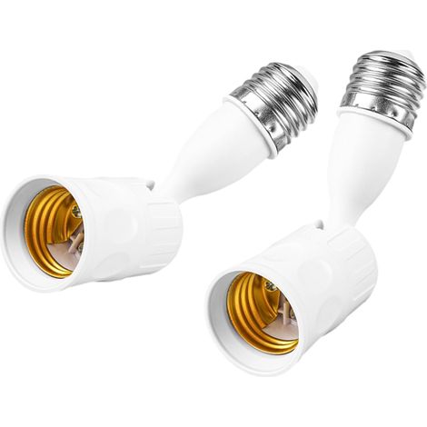 Lot de 2 rallonges de douille E26 E27, extension d'ampoule de 11,4 cm, base à vis rotative à 180° à 360°, adaptateur de ventilateur de plafond à visser pour ventilateur de plafond, ampoules LED (1/5)