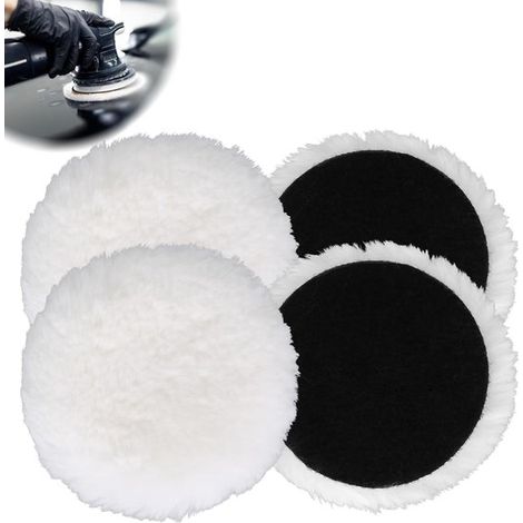 Dischi lucidanti da 125 mm, set da 4, dischi lucidanti in lana con supporto in nylon, dischi lucidanti in lana d'agnello per lucidare, levigare e cerare, bianchi (1/5)
