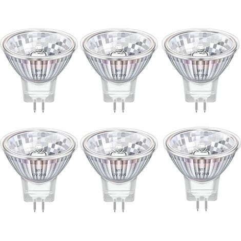 Ampoules MR11 GU4 à Réflecteur à Spot 20W 12 V, Dimmable Blanc Chaud 2800K, Avec Couvercle En Verre, Diamètre 34mm, Base 2 Broches, pour Eclairage D'armoire, Luminaires Encastrés, Lot de 6 (1/5)