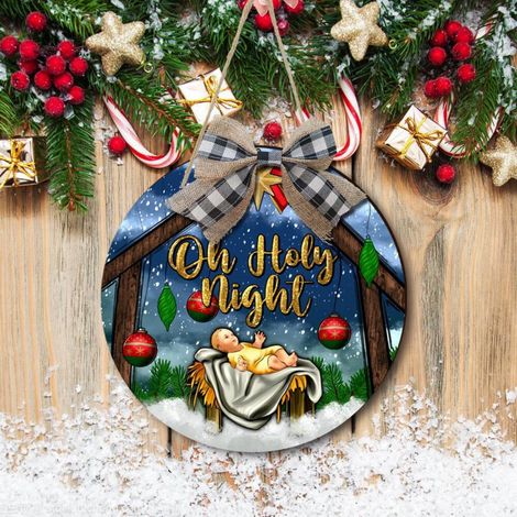 Plaque En Bois - Crèche De Noël - Décoration Suspendue Pour Arbre Porte Mur - 1 Pièce (1/5)