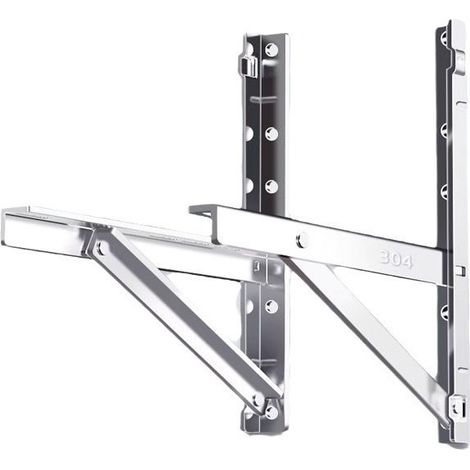 Support pour unité extérieure de climatiseur en acier inoxydable 304 renforcé capacité 100 kg compatible Midea et Gree dimensions ajustables installation facile pour terrasse et balcon (1/4)