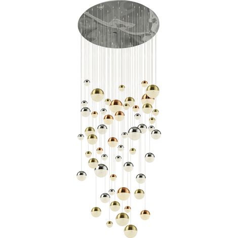 Plafoniera Contemp Pianeti Acciaio Cromo Policarbonato Ottone Led 376W 4000K (1/5)