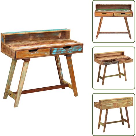 Bureau Bois de récupération massif - Bureau Vintage - Bureau Design - Bureau Industriel - Bureau En Bois - Bureau Rustique (1/5)