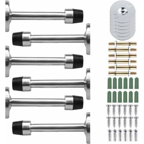 BUNTHAUS 6 Pcs Butées de Porte, Butoir Porte en INOX, Stop Porte Avec Vis et Colles de Pare Chocs, Butoirs de Porte Protection de Portes et Murs (Longue:95mm) (1/5)