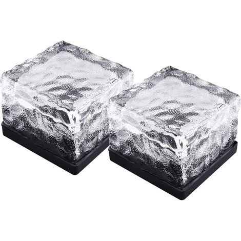 Éclairage solaire enterré, brique lumineuse solaire étanche en verre, éclairage solaire enterré pour allée de jardin (2 pièces, lumière blanche) (1/5)