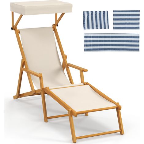 Birch Wood Chaise Lounge Chair Foldable Beach Lounge Chair (1/5)