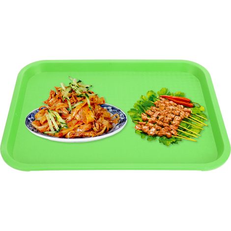 Petit plateau rectangulaire en PP résistant aux chutes, épais et antidérapant, assiette verte pour restauration rapide chinoise. (1/5)