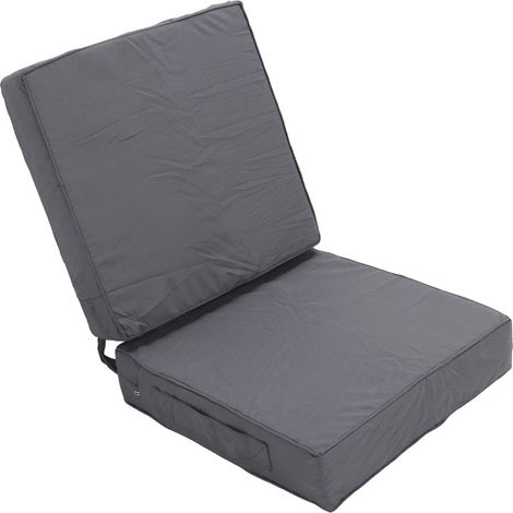 Lot de 2 coussins pour chaise de patio (48 x 48 x 10 cm) avec poignées et housse lavable. Couleur : gris foncé. Convient pour mobilier de jardin. (1/5)