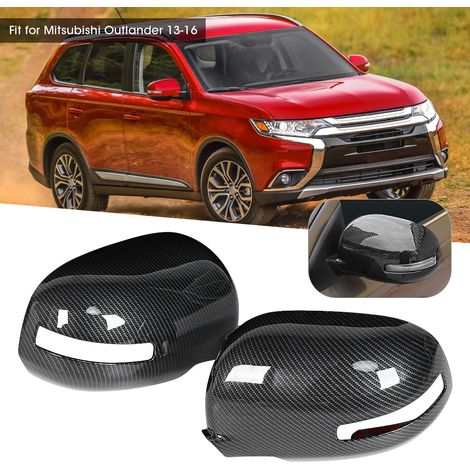 Modification de voiture Mitsubishi Outlander 13-16 : coques de rétroviseurs gauche et droite texturées en fibre de carbone, type adhésif (1/4)