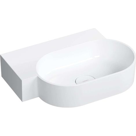 OMNIRES Ovo M+ - Waschbecken 56 x 39 cm, ohne Überlauf, ohne Armaturenloch, links, weiß OVO555UWLBP (1/5)
