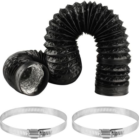 Tuyau Flexible Gaine Ventilation en Aluminium PVC 100mm, 2 Mètres Tuyau d'evacuation Flexible pour Climatisation Hotte Aspirante Ventilateur Extraction, avec 2 Colliers de Serrage (1/5)