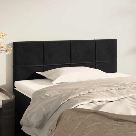 Tête de lit en velours noir 90 x 5 x 78/88 cm, hauteur réglable, pieds en bois, 6.1kg - PANGIVO (1/5)
