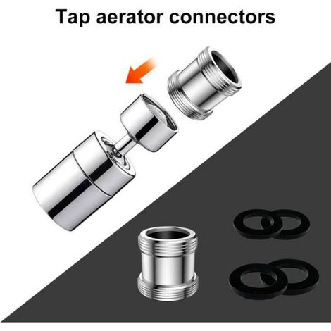 Adaptateur Robinet - Filetage M22 Mâle à M24 Mâle - En Laiton Chromé - Pour Robinets Cuisine Salle De Bain Jardin - Lot De 2 (1/4)