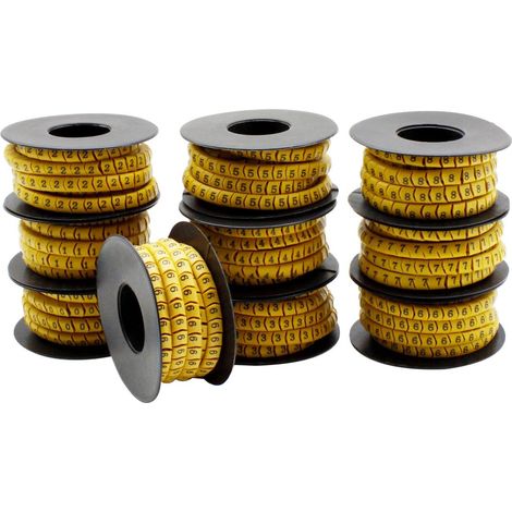 10 Rouleaux 09 jeu de Etiquette Cable, 2,5mm², Environ 270 Capsules par Rouleau, Diamètre de Fil Jusqu'à 4,2mm, Matériau PVC, Rainure de dent Interne, pas Facile à Tomber (1/5)