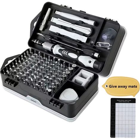 Juego de destornilladores magnéticos de precisión, 115 puntas multifuncionales, diseño compacto, color negro-C (1/2)