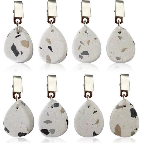 Poids pour Nappe en Pierre, 8 Pièce Pendentif Nappe Marbre Naturel, Pince Nappe Exterieur Pierre, Attache Nappe avec Poids, Pince à Nappe de Table (1/4)