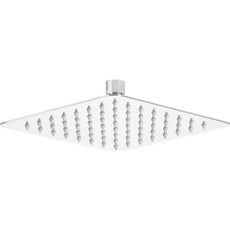 Soffione doccia quadrato 200 mm finitura cromo in acciaio - Meiks