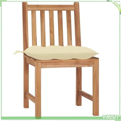 Chaise de jardin (lot de 4) - FAFEICY - 3073105 - Bois de teck massif - Coussins blanc cassé - 50x53x90 cm (1/5)
