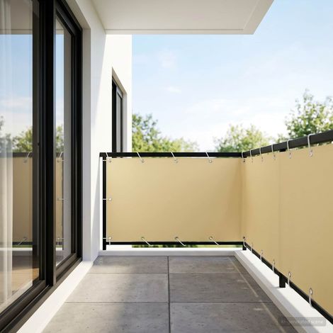 vidaXL Balcony Privacy Screen 1.5 x 25 m Fabric with PU Coated Beige (1/5)
